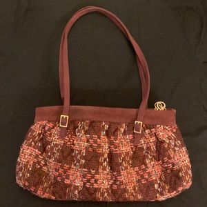Vera Bradley Annie Plaid Tartan Tweed Shoulder Bag Purse Maroon EUC